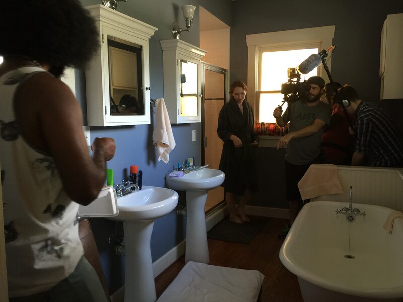 Setting up the bathroom scene