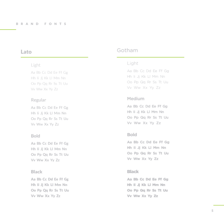 Brand typography. Lato + Gotham