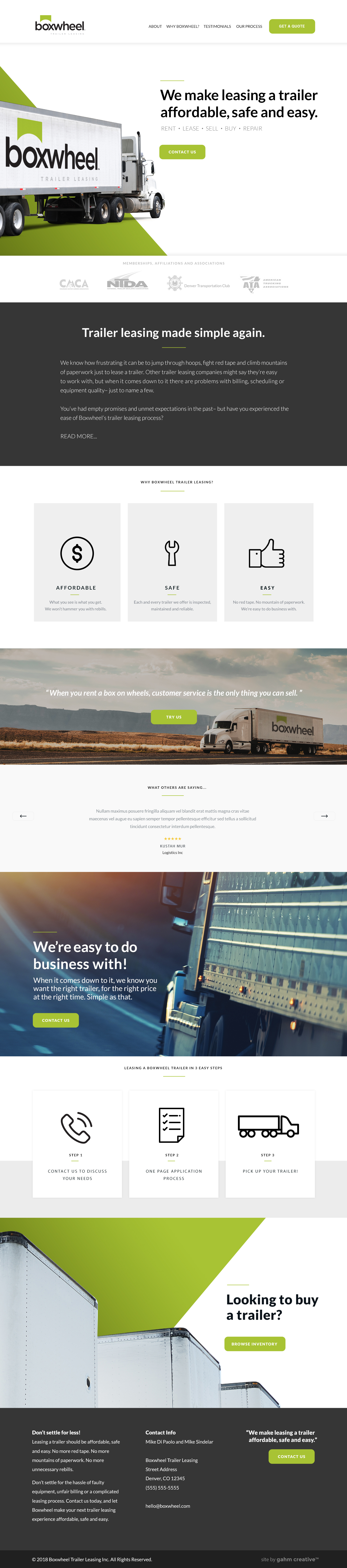 Boxwheel Trailer Leasing. Launched website (boxwheel.com, April 2018)