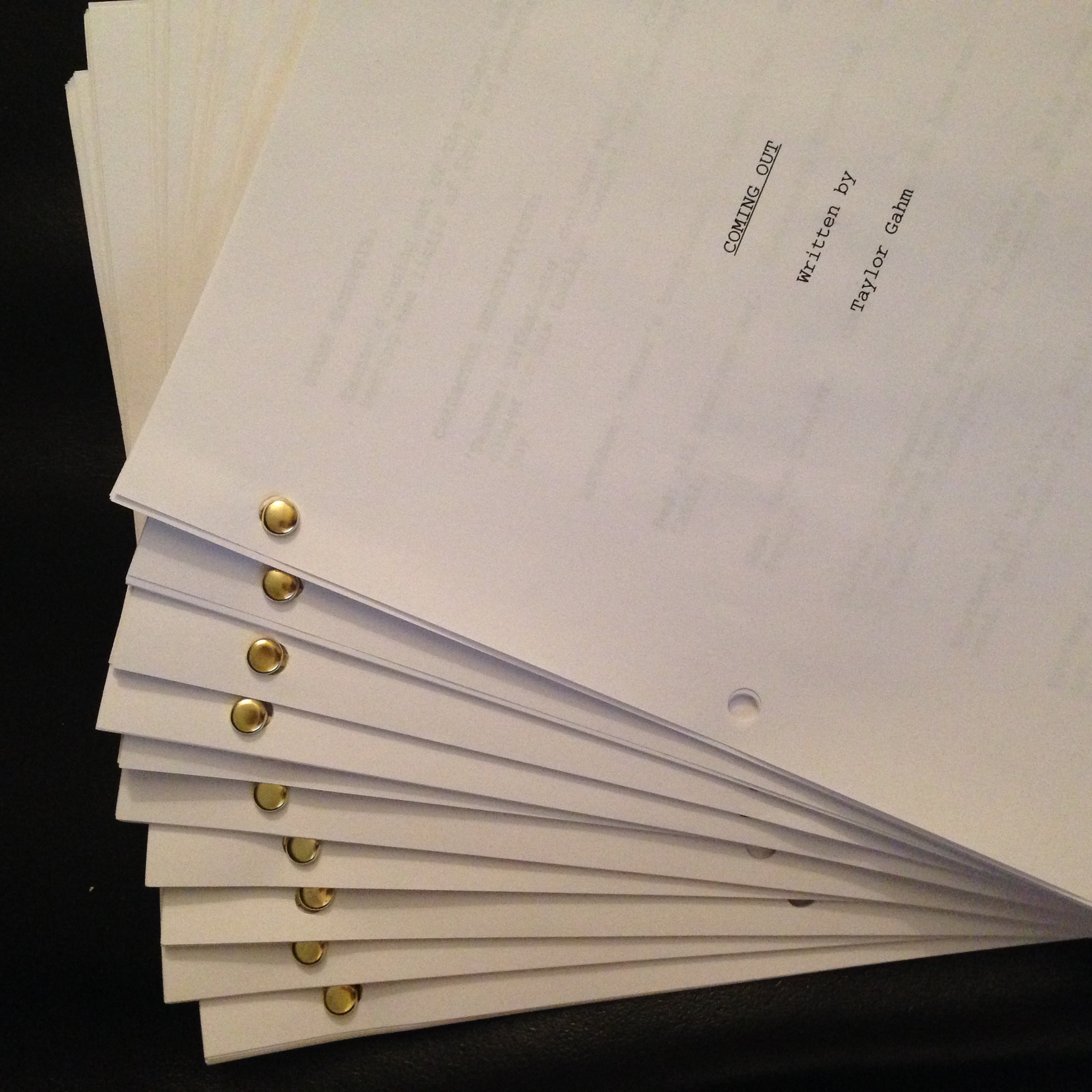 Coming Out screenplay by Taylor Gahm