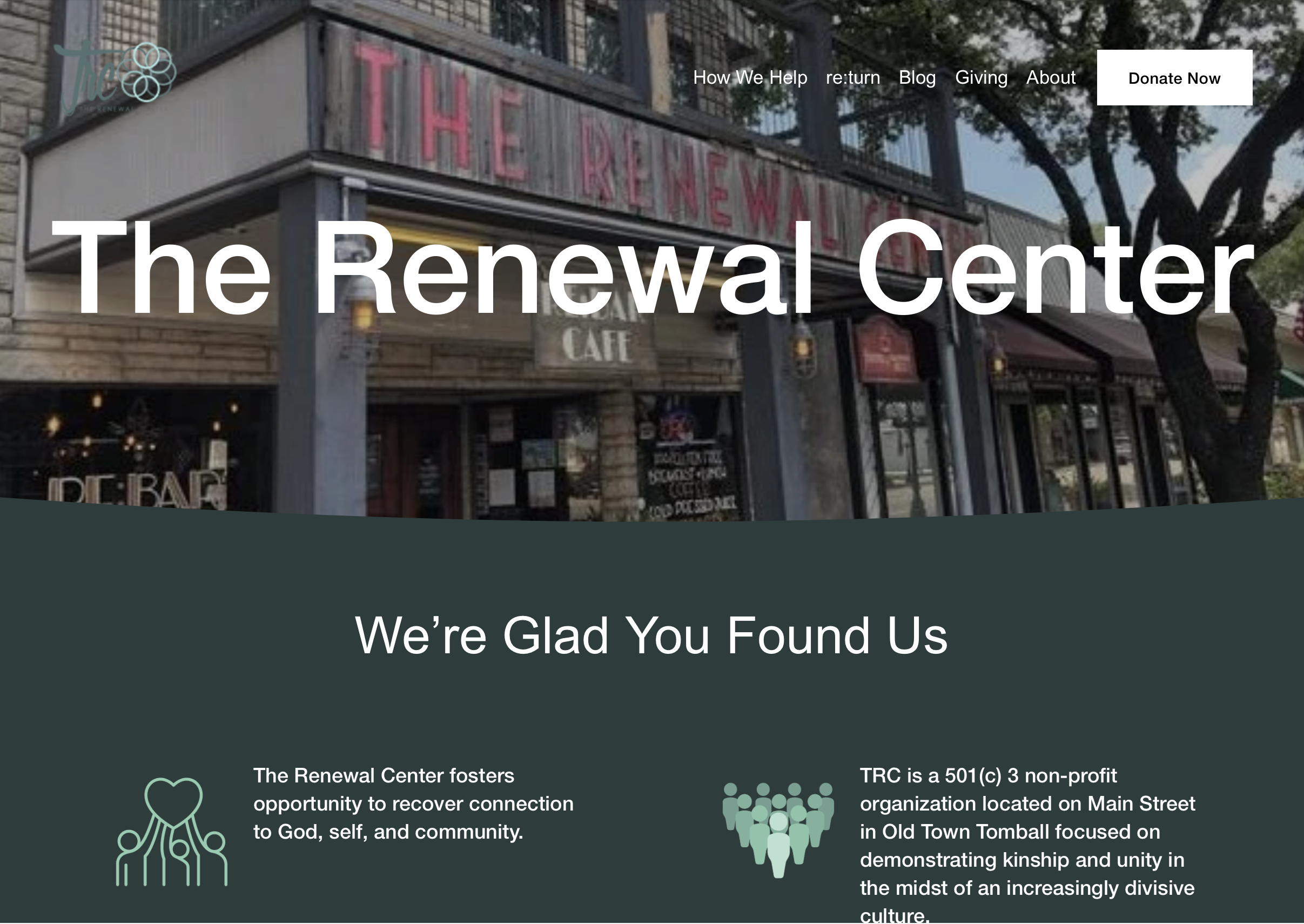 The Renewal Center. Previous website screenshot