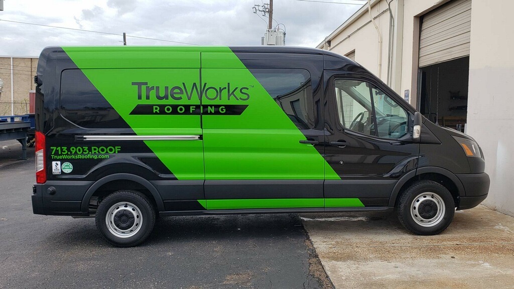 TrueWorks Roofing. Branded van
